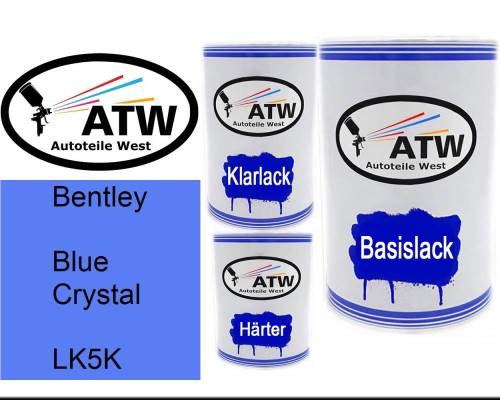 Bentley, Blue Crystal, LK5K: 500ml Lackdose + 500ml Klarlack + 250ml Härter - Set, von ATW Autoteile West.